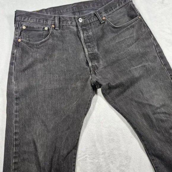 Levi's 501XX Jeans Mens 38X28.5 Black Denim Button Fly Straight Cotton Grunge - Picture 2 of 16